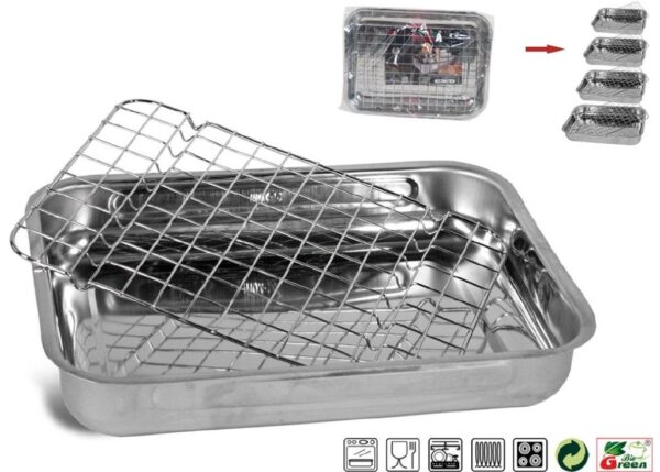 TEGLIA IN ACCIAIO 30CM DA FORNO CON GRIGLIA