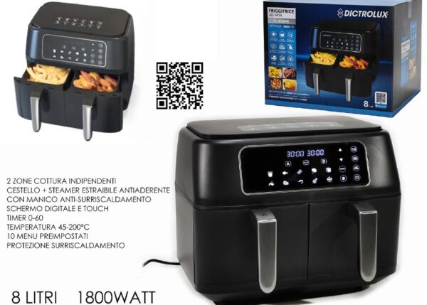 FRIGGITRICE AD ARIA 2-ZONE 8LT 1800W ART.883100