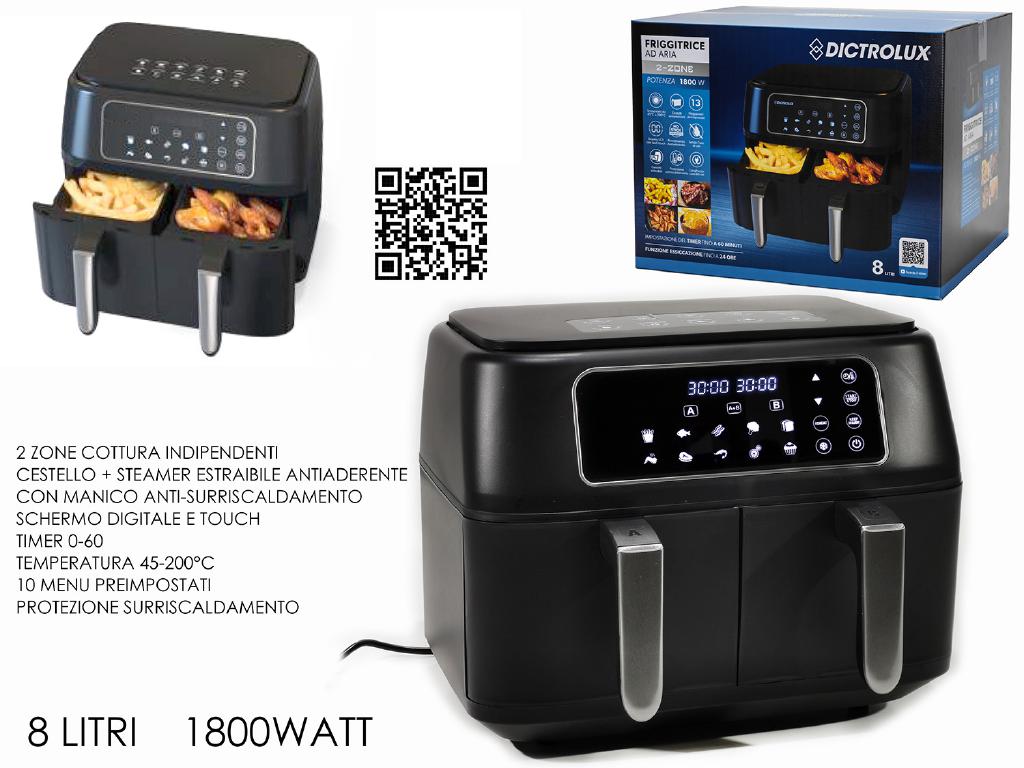 FRIGGITRICE AD ARIA 2-ZONE 8LT 1800W ART.883100 FRIGGITRICE AD ARIA 2-ZONE 8LT 1800W ART.883100
