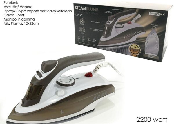 FERRO DA STIRO 2200W ACCIAIO"STEAMPLUME" ART.790306