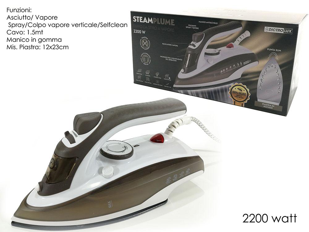 FERRO DA STIRO 2200W ACCIAIO"STEAMPLUME" ART.790306 FERRO DA STIRO 2200W ACCIAIO"STEAMPLUME" ART.790306