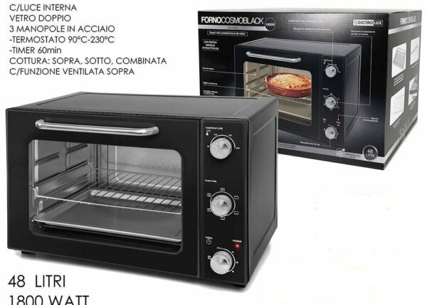 FORNO ELET.VENTIL."COSMO BLACK"48LT 1800