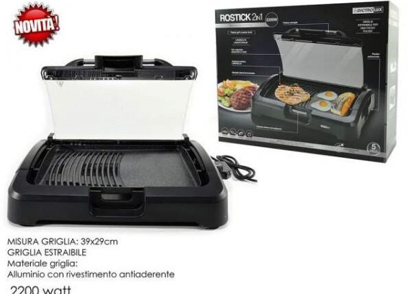 BARBECUE ELETTR. GRILL 2200W C/COP.VETRO