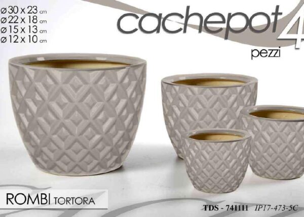 VASO P.PIANTA TORTORA ROMBI 15X15X13CM ART.745331 ART. 745331