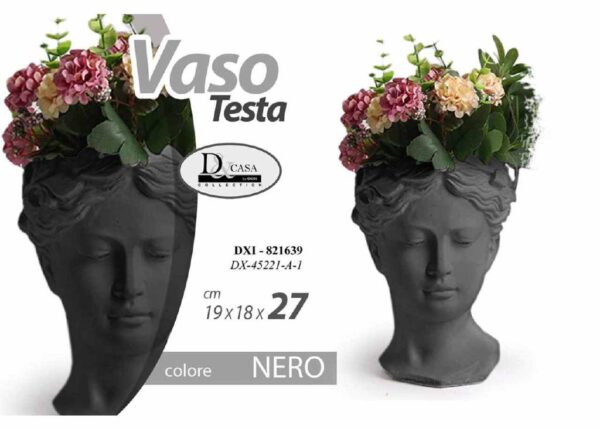 TESTA P.VASO DONNA NERO 19X18X27CM ART.821639