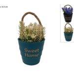 VASO C/MANICO CORDA C/FIORI ASS. EVA5639
