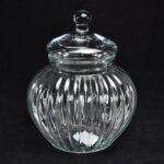 POTICHE IN VETRO TRASPARENTE RIGATA ''STRIPED" 13X40CM ART.32559