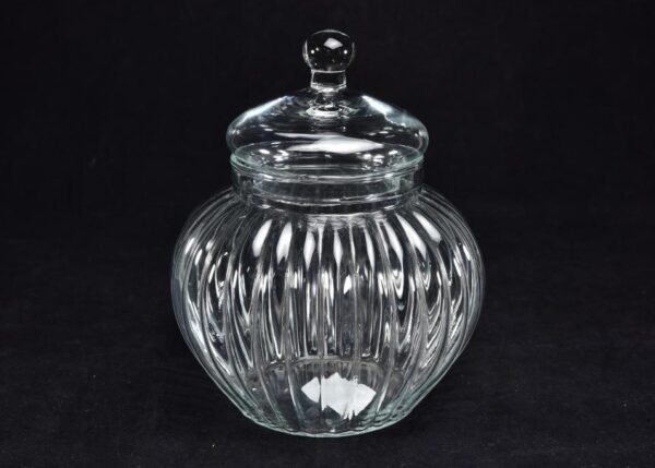 POTICHE IN VETRO TRASPARENTE RIGATA ''STRIPED" 13X40CM ART.32559