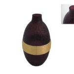 VASO VETRO 29 CM BORDEAUX/ORO ART.XNA20011411