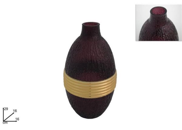 VASO VETRO 29 CM BORDEAUX/ORO ART.XNA20011411