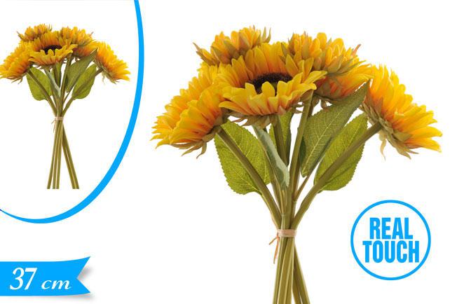 GIRASOLE SILICONE MAZZETTO 6PZ GIALLO 37CM ART.873148 GIRASOLE SILICONE MAZZETTO 6PZ GIALLO 37CM ART.873148