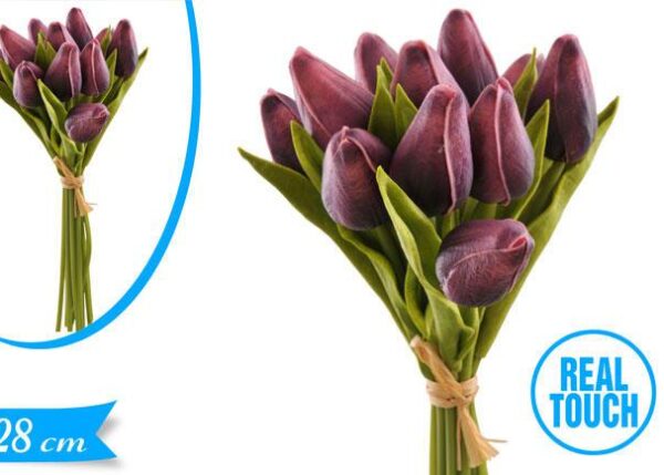 TULIPANO SILICONE MAZZETTO VIOLA 12PZ 28CM ART.873149