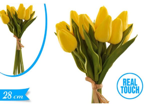 TULIPANO SILICONE MAZZETTO GIALLO 12PZ 28CM ART.873151