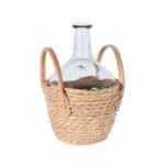 VASO DI VETRO CON CESTA DI PAGLIA 27CM ART.NB1403210