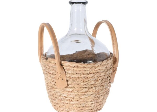 VASO DI VETRO CON CESTA DI PAGLIA 27CM ART.NB1403210