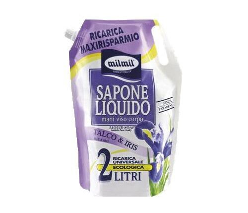 MIL MIL SAPONE LIQ.2LT BUSTA TALC.&IRIS
