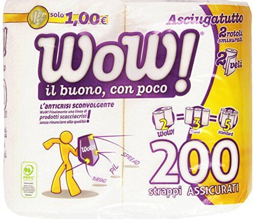WOW ASCIUGATUTTO 2 ROTOLI 2 VELI