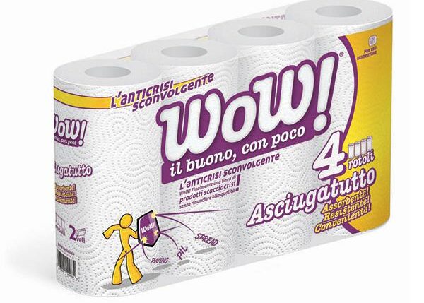 WOW ASCIUGATUTTO 4 ROTOLI 2 VELI