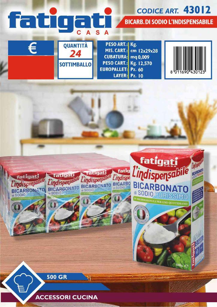 FATIGATI BICARBONATO DI SODIO 500GR. L'INDISPENSA ART.43012 FATIGATI BICARBONATO DI SODIO 500GR. L'INDISPENSA ART.43012