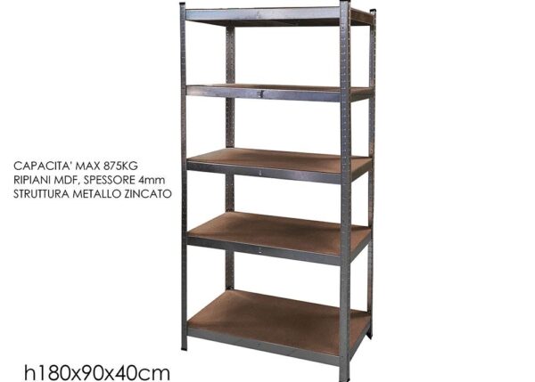 SCAFFALE 5 RIP. 40X90XH180CM METALLO ART.612601