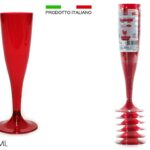 BICCHIERI SET/6 FLUTE ROSSO PLAST. 120ML ART.980062