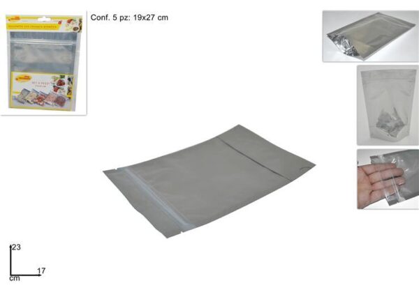 SACCHETTO CON CHIUSURA ERMETICA 17X23CM SET 5PZ ART.15104701@