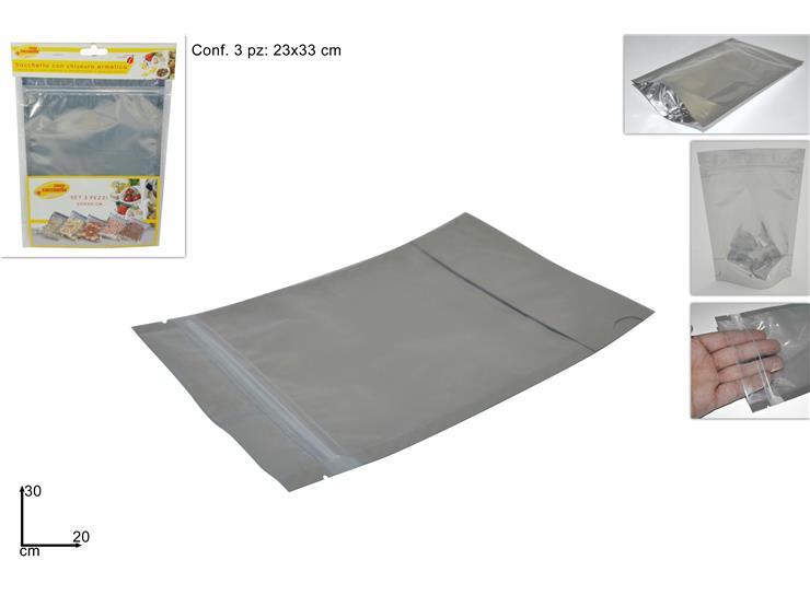 SACCHETTO CON CHIUSURA ERMETICA 20X30CM SET 3PZ ART.15104901@ SACCHETTO CON CHIUSURA ERMETICA 20X30CM SET 3PZ ART.15104901@