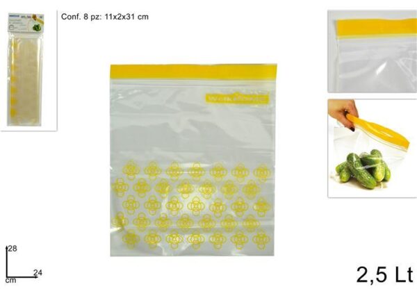 SACCHETTI PLASTICA 24*28CM 2,5LT 8PZERMETICI 2019054