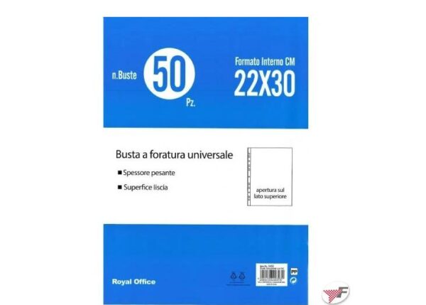 BUSTE FORATE ROYAL OFFICE 22X30 150MY 50PZ SUPERIOR ART.0455