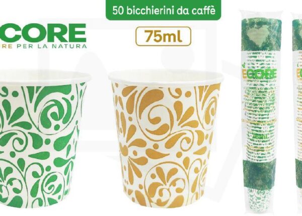 BICCHIERI CARTA CAFFE DECORA PZ-50 $