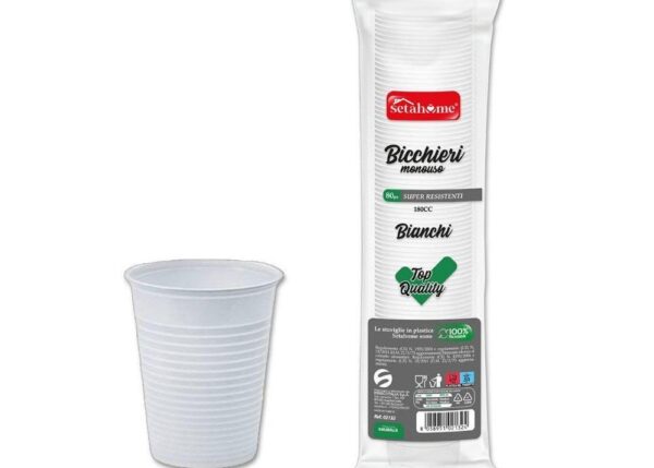 SETABLU BICCHIERI MONOUSO BIANCHI 180CC CF 80PZ
