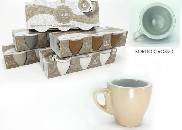 TAZZE CAFFE' "CARIBE" SET 6 5ASS. OPACO ART.526133
