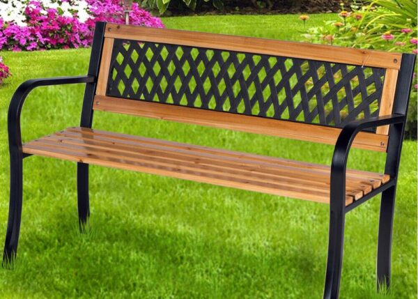 PANCHINA GIARDINO IN FERRO E LEGNO NERO $ ART.3512006