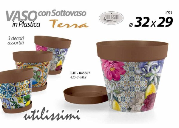 VASO TERRA PL.AS. 32*29CM ASS. ART.845567