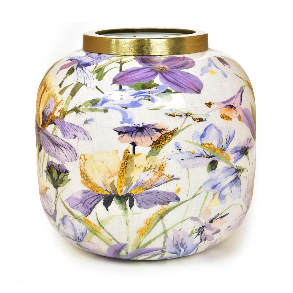 VASO IN METALLO DECORATO ENAMEL ORO 16.5X16.5XH.16 CM ART.21062 - VASO IN METALLO DECORATO ENAMEL ORO 16.5X16.5XH.16 CM ART.21062 -