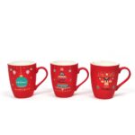 TAZZA IN PORCELLANA NATALIZIA FLOCCATA 350ML. DIAM.8,5XH.10.2CM ASS. ART.70176 -