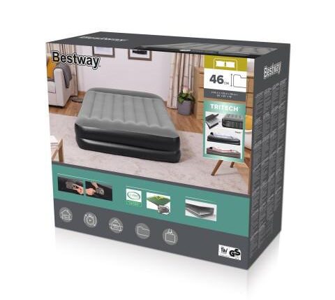 AIRBED PREMIUM NERO FLOCCATO MATRIMONIALE 203X152X46C ART.0230067403