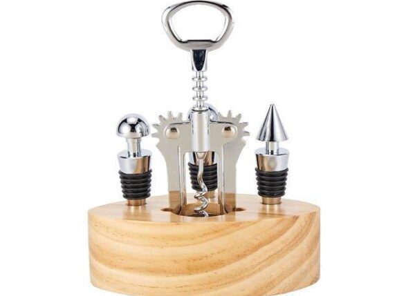 SET VINO CON STAND LEGNO ART.44898