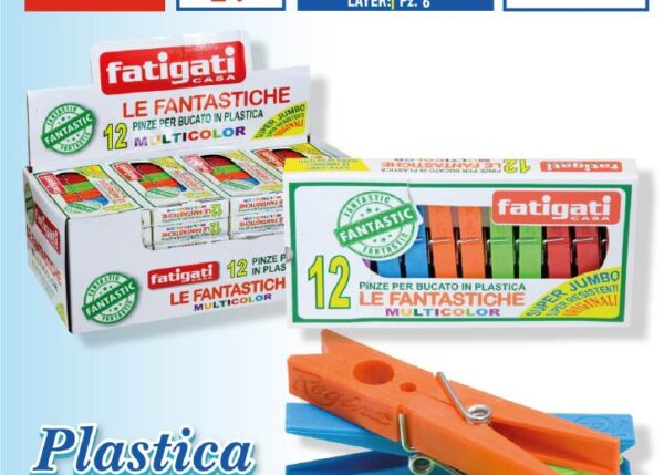 FATIGATI PINZA BUCATO PLASTICA X12PZ COLORATE ART.33004