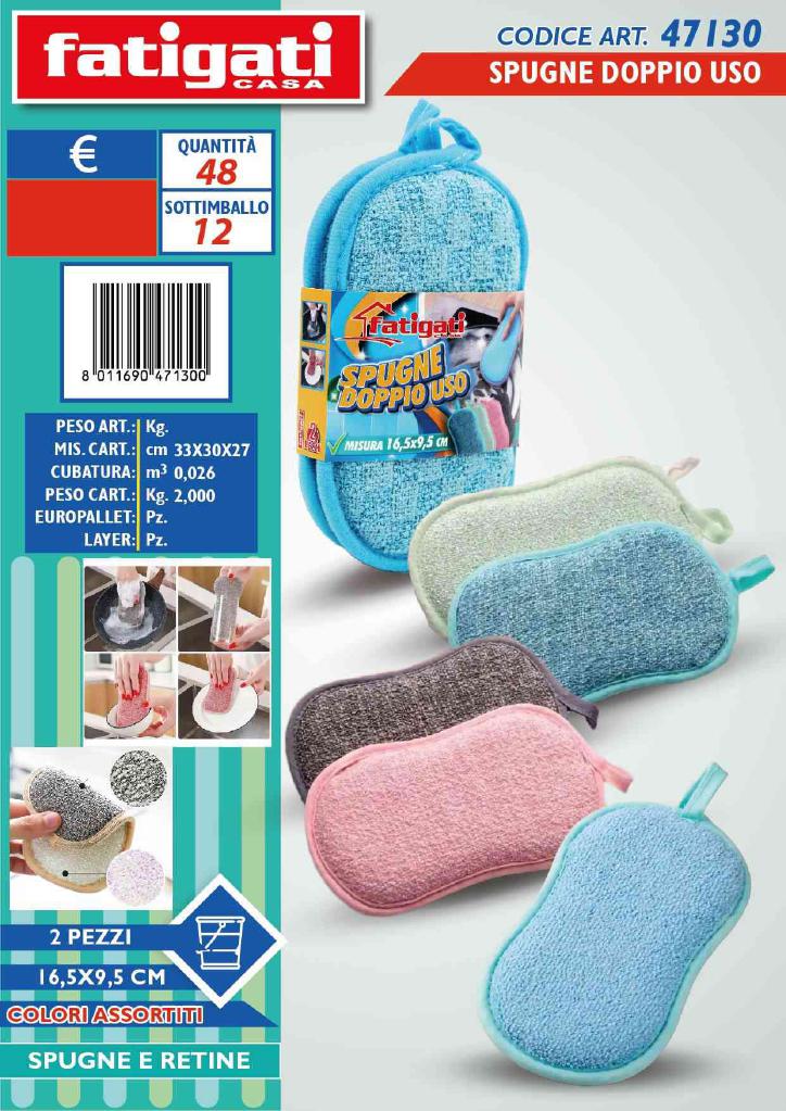 FATIGATI SPUGNE 2PZ DOPPIO USO 16.5*9.5 CM FATIGATI SPUGNE 2PZ DOPPIO USO 16.5*9.5 CM