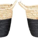 SET 2 CESTINI TONDO NATURALE C/NERO ART.659502