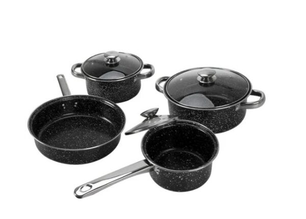 BATTERIA 7PZ NERO MARMORIZZATO ART.661103