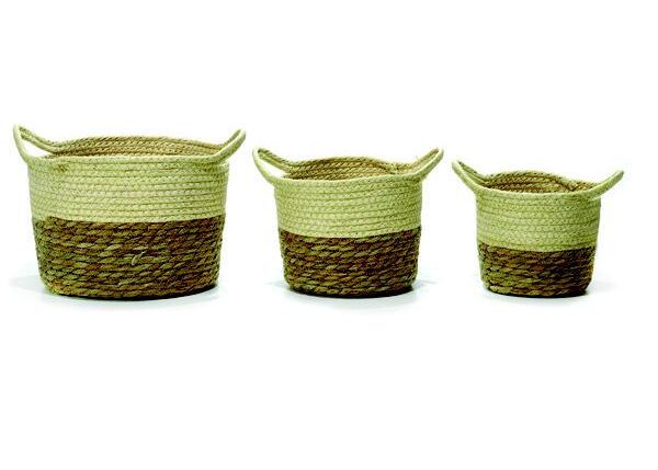 SET 3 CESTE C/MANICI NATURALE C/CREMA ART.659503