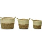 SET 3 CESTE C/MANICI NATURALE C/NERO ART.659505