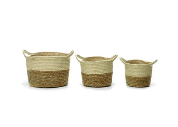 SET 3 CESTE C/MANICI NATURALE C/NERO ART.659505