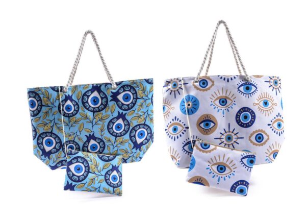 BORSA MARE IN TESSUTO 56X16X36CM CON POCHETTE 24X16CM DECORI ASS.ART.46457 -