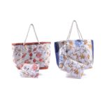 BORSA MARE IN TESSUTO 56X16X36CM CON POCHETTE 24X16CM DECORI ASS.ART.46495 -