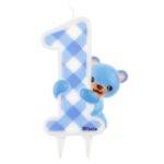 CANDELA TEDDY 1Â°COMPLEANNO BLU PF-SJNM