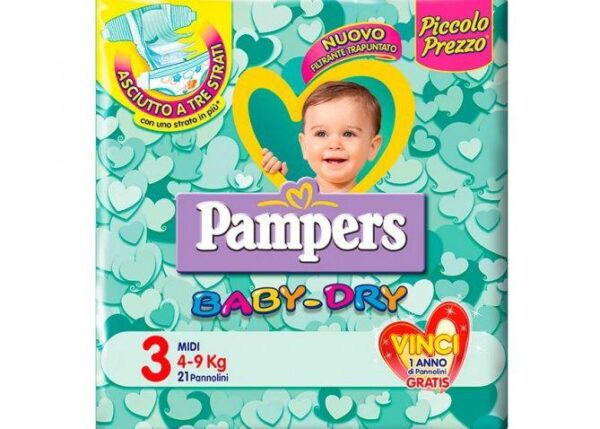 PAMPERS PANN. BABYDRY MIDI X20