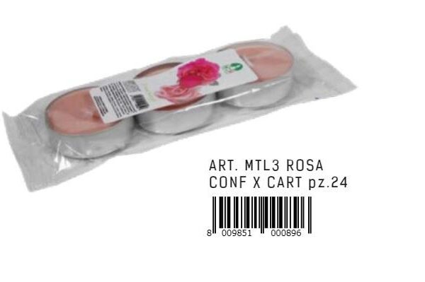 MAXI TEALIGHT PROFUMATO 3 PZ ROSA BULGARA